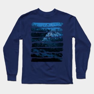 Ice Cold Mountains - Snowy Night Alps Long Sleeve T-Shirt